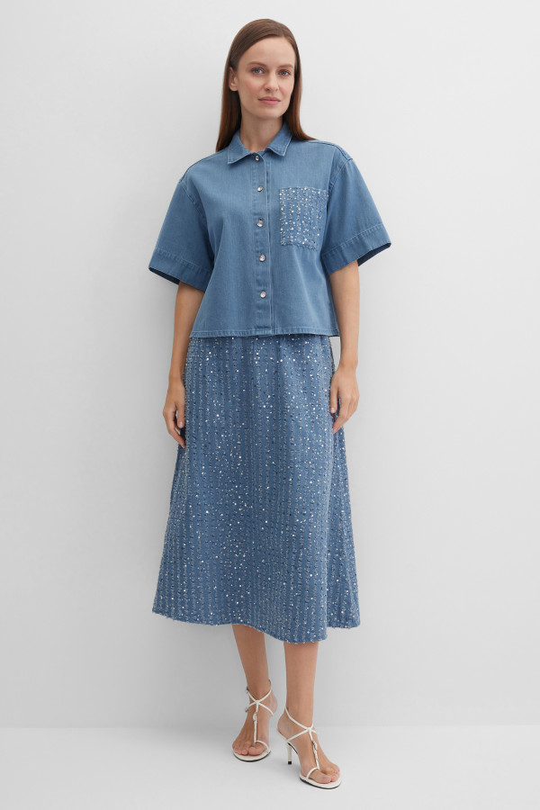Рубашка джинсовая с пайетками