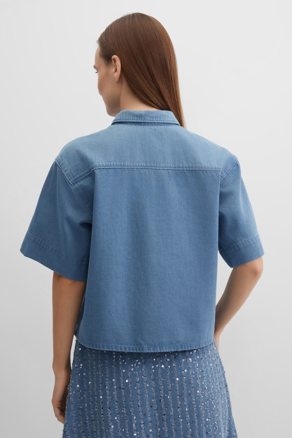Рубашка джинсовая с пайетками