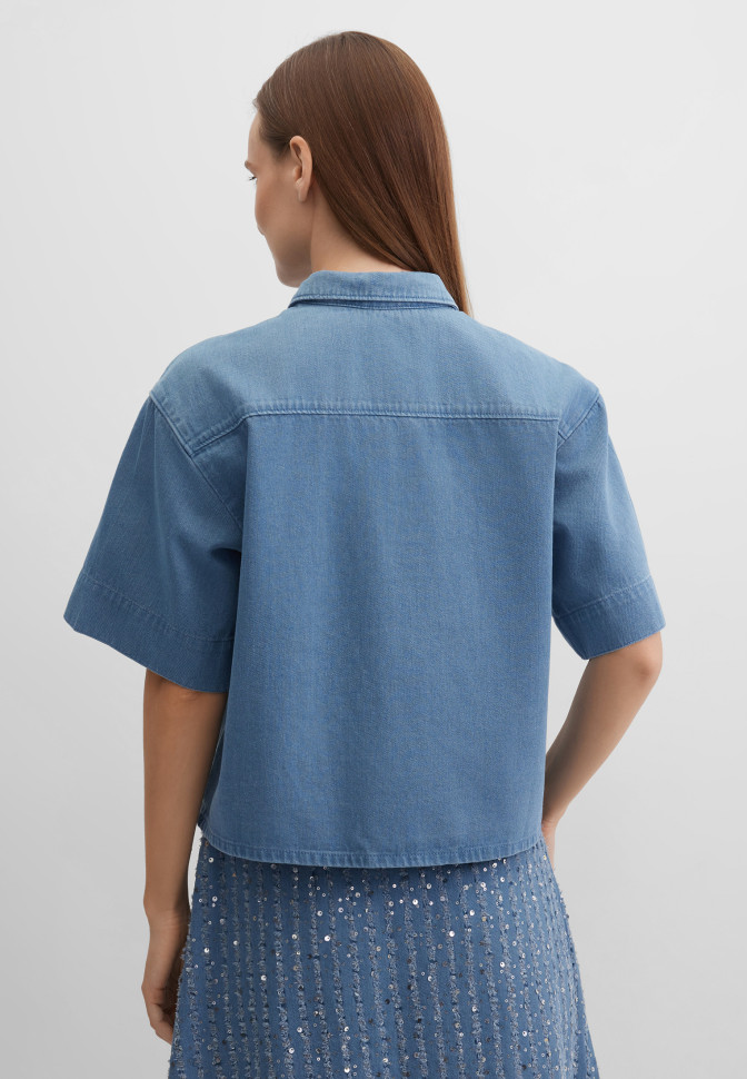 Рубашка джинсовая с пайетками
