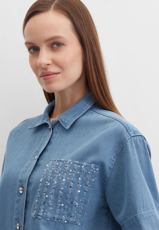 Рубашка джинсовая с пайетками