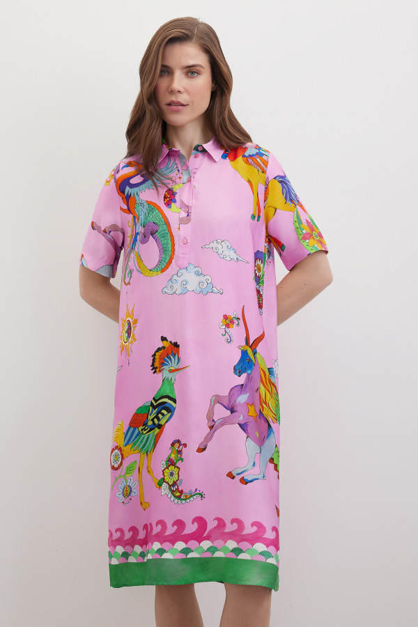 Платье-рубашка с принтом