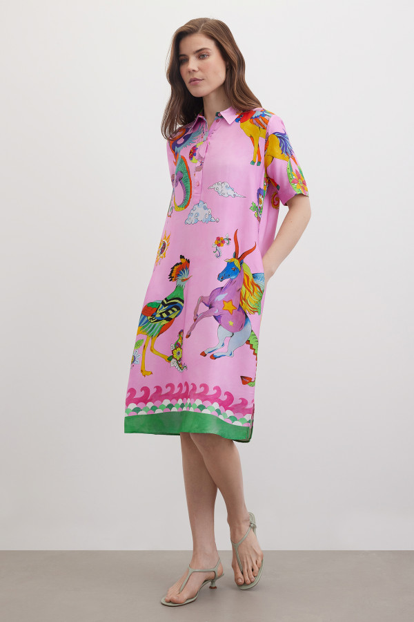 Платье-рубашка с принтом
