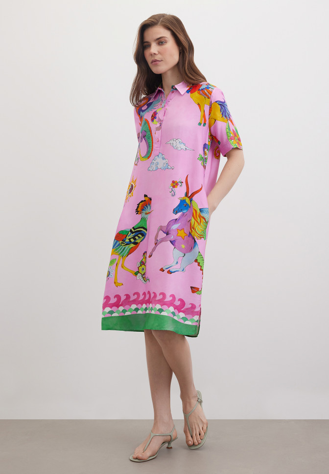 Платье-рубашка с принтом