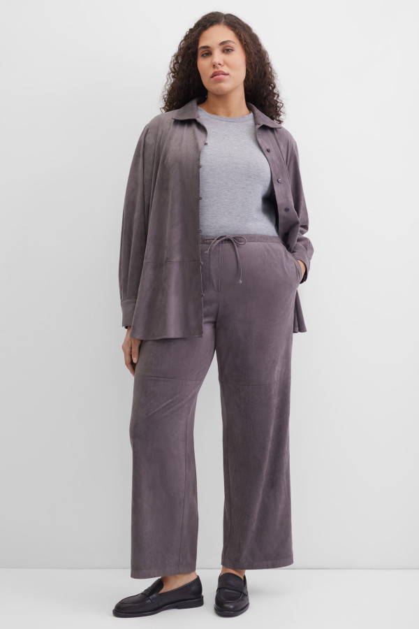 Брюки укороченные из экозамши