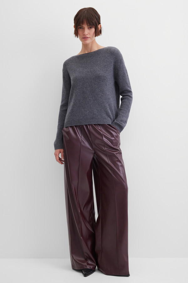 Брюки широкие из эко-кожи