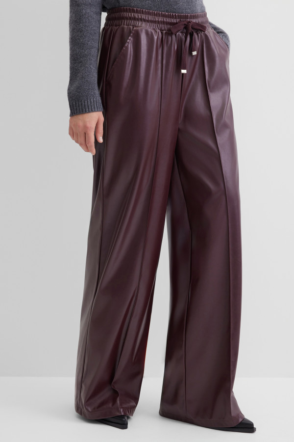 Брюки широкие из эко-кожи