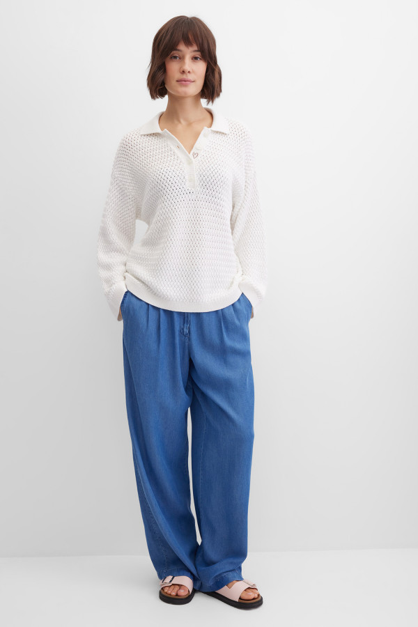 Джемпер-поло фактурной вязки