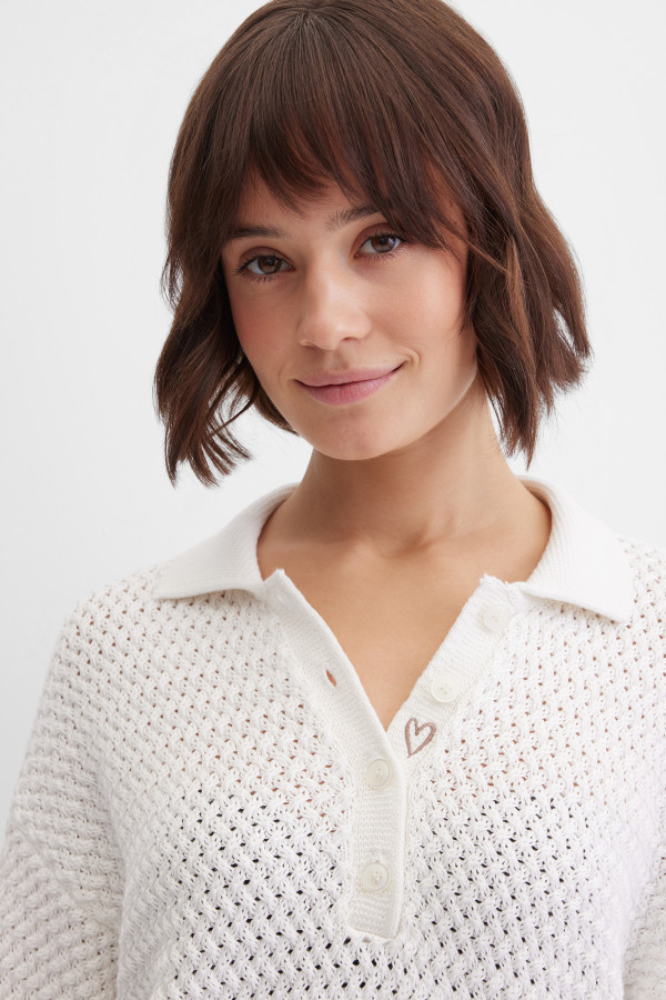 Джемпер-поло фактурной вязки