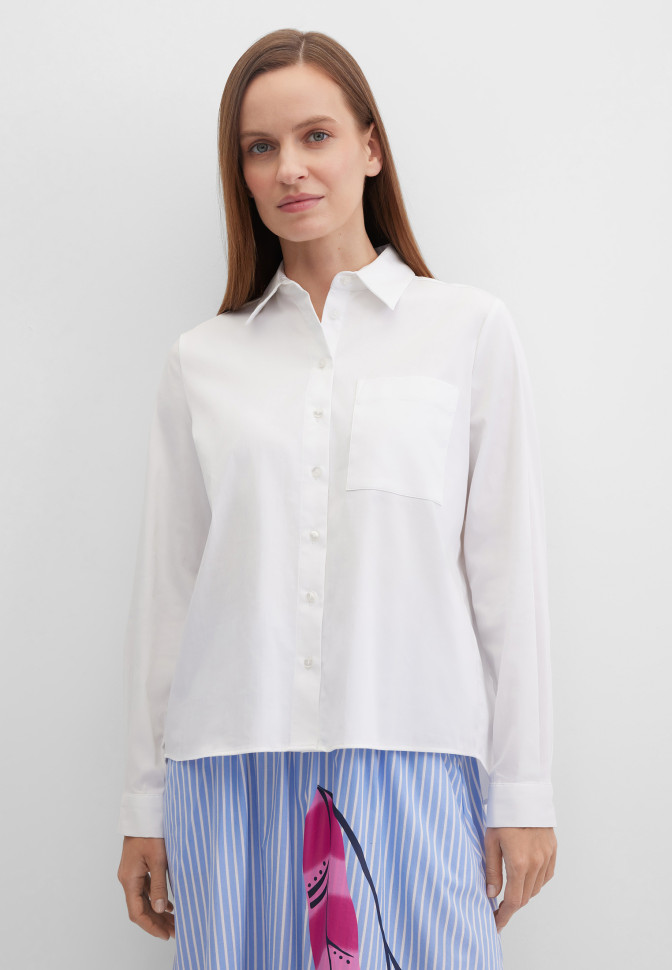 Рубашка укороченная с карманом