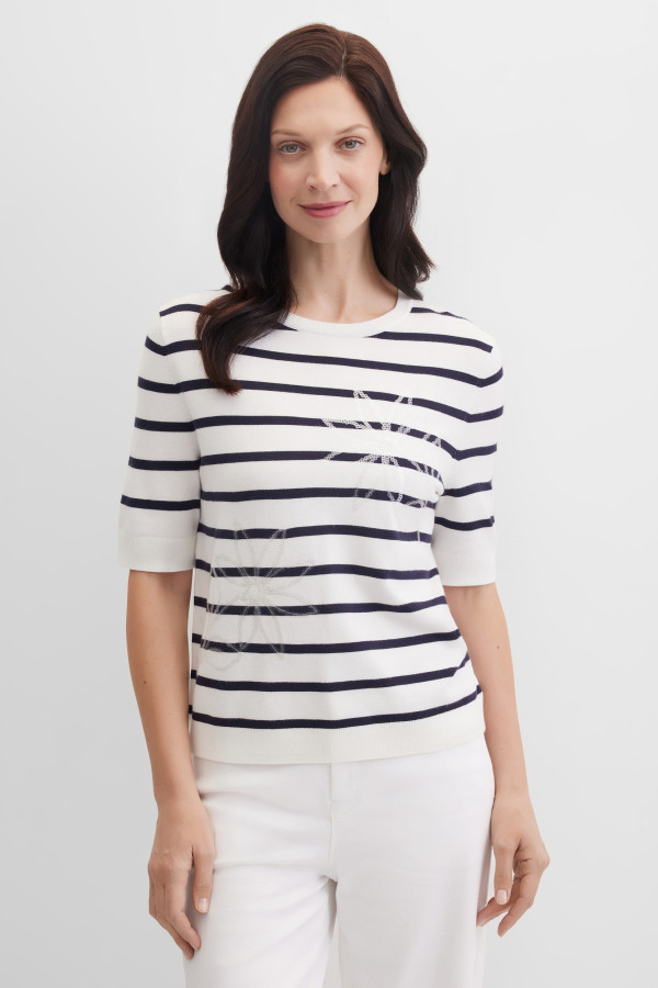Джемпер с коротким рукавом в полоску