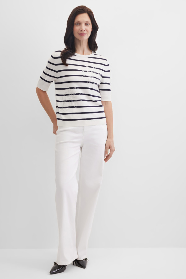 Джемпер с коротким рукавом в полоску