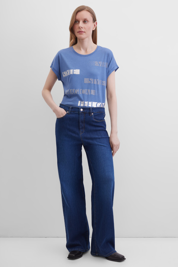 Джинсы wide leg с высокой посадкой