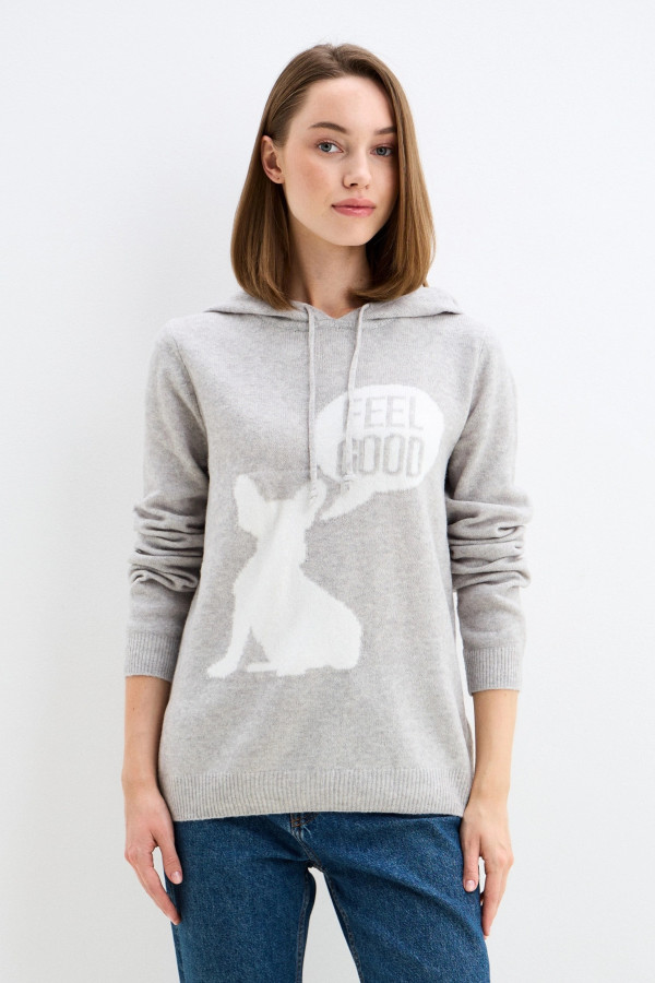 Джемпер прямого кроя с капюшоном