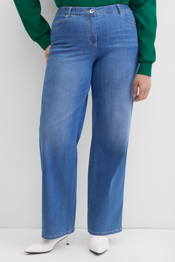 Джинсы широкие с эластичным поясом