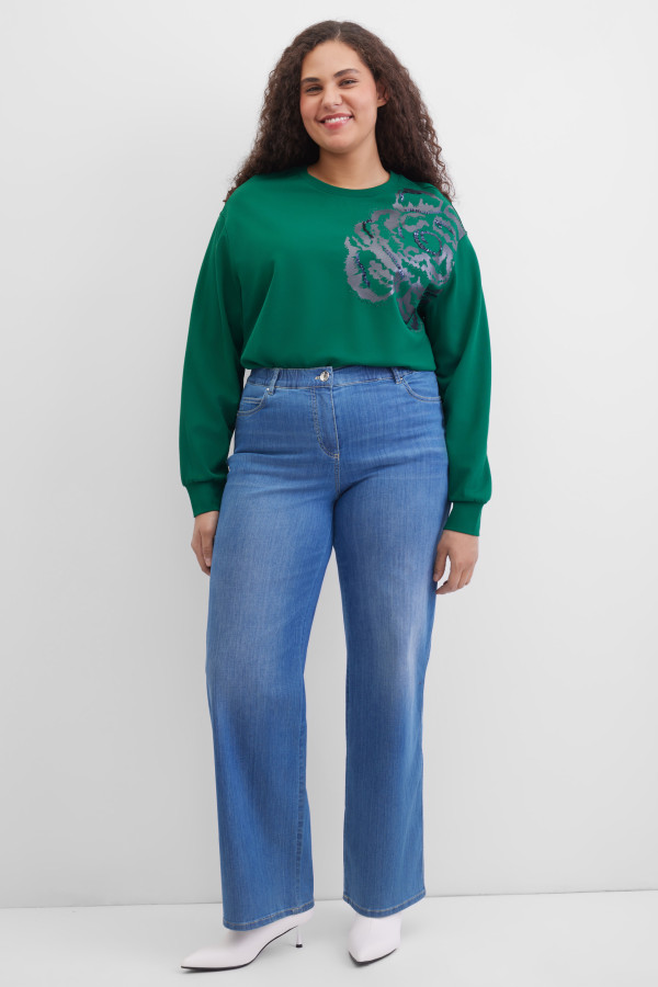 Джинсы широкие с эластичным поясом