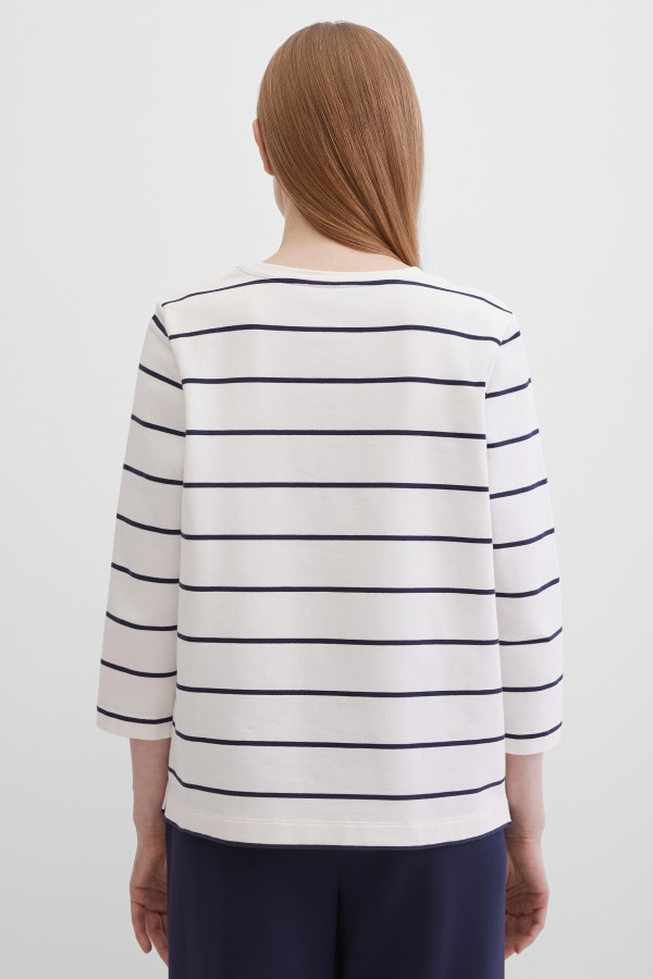 Лонгслив с рукавом 3/4 в полоску и с  принтом