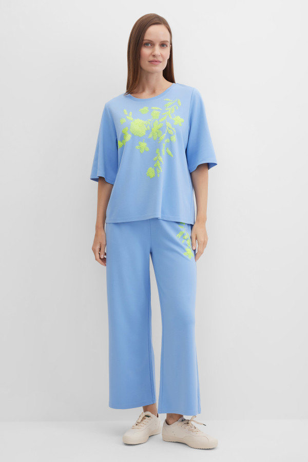 Брюки кюлоты трикотажные с пайетками