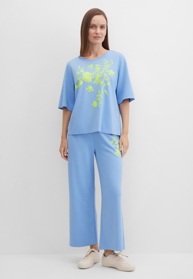 Брюки кюлоты трикотажные с пайетками