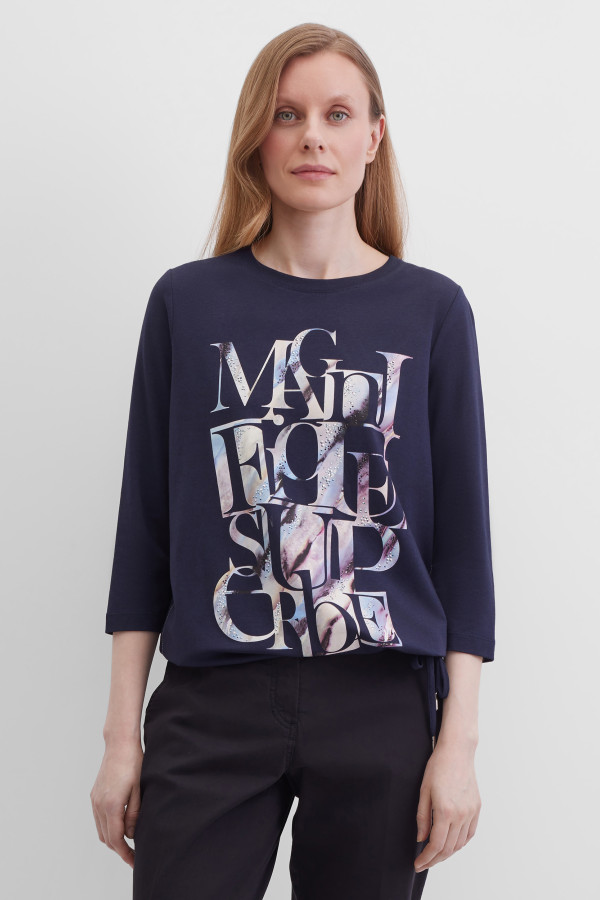 Лонгслив с принтом на кулиске