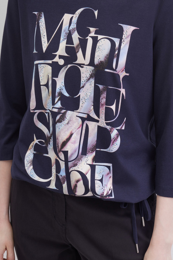 Лонгслив с принтом на кулиске