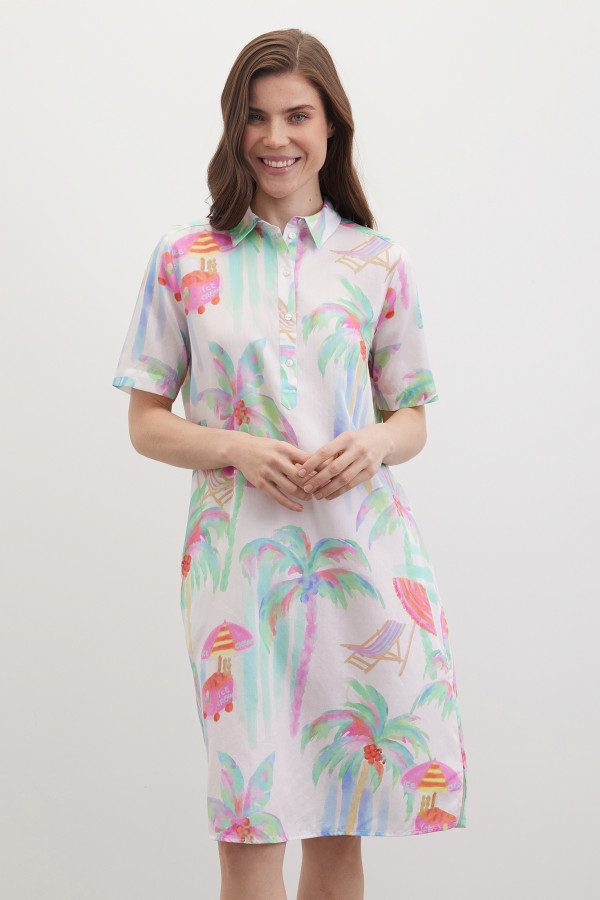 Платье-рубашка с коротким рукавом с принтом