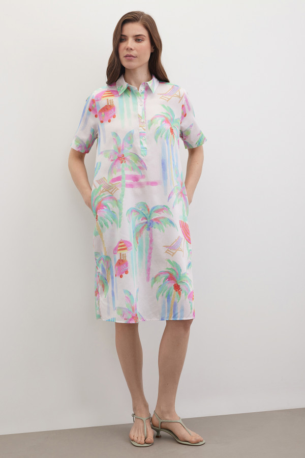 Платье-рубашка с коротким рукавом с принтом