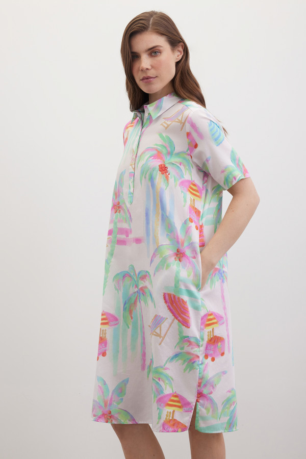 Платье-рубашка с коротким рукавом с принтом