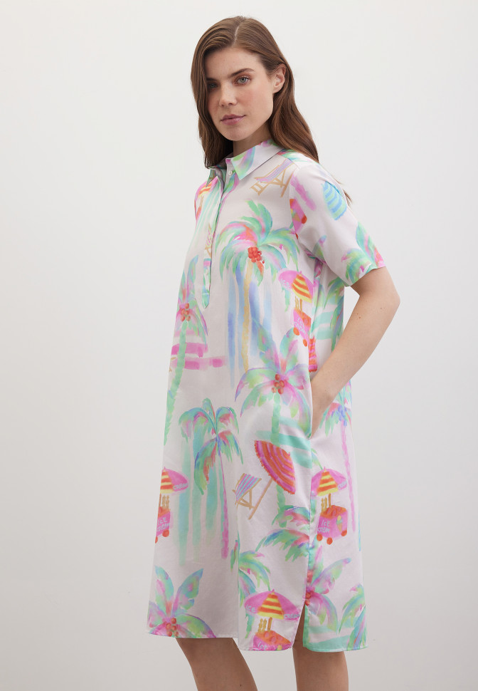 Платье-рубашка с коротким рукавом с принтом