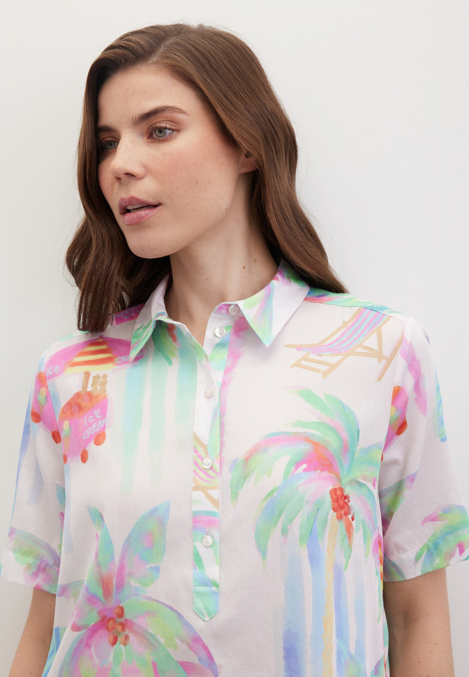 Платье-рубашка с коротким рукавом с принтом