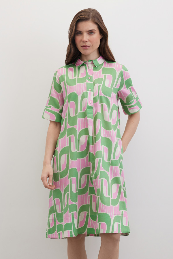 Платье-рубашка с коротким рукавом с принтом