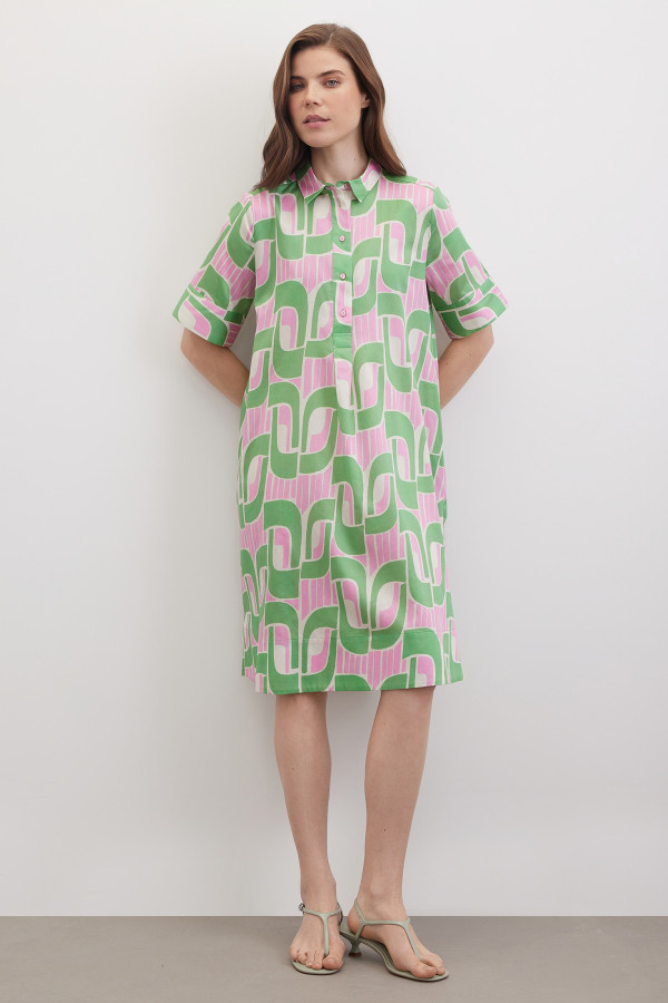 Платье-рубашка с коротким рукавом с принтом