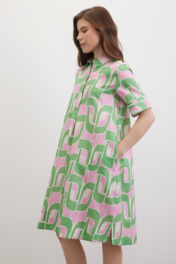 Платье-рубашка с коротким рукавом с принтом