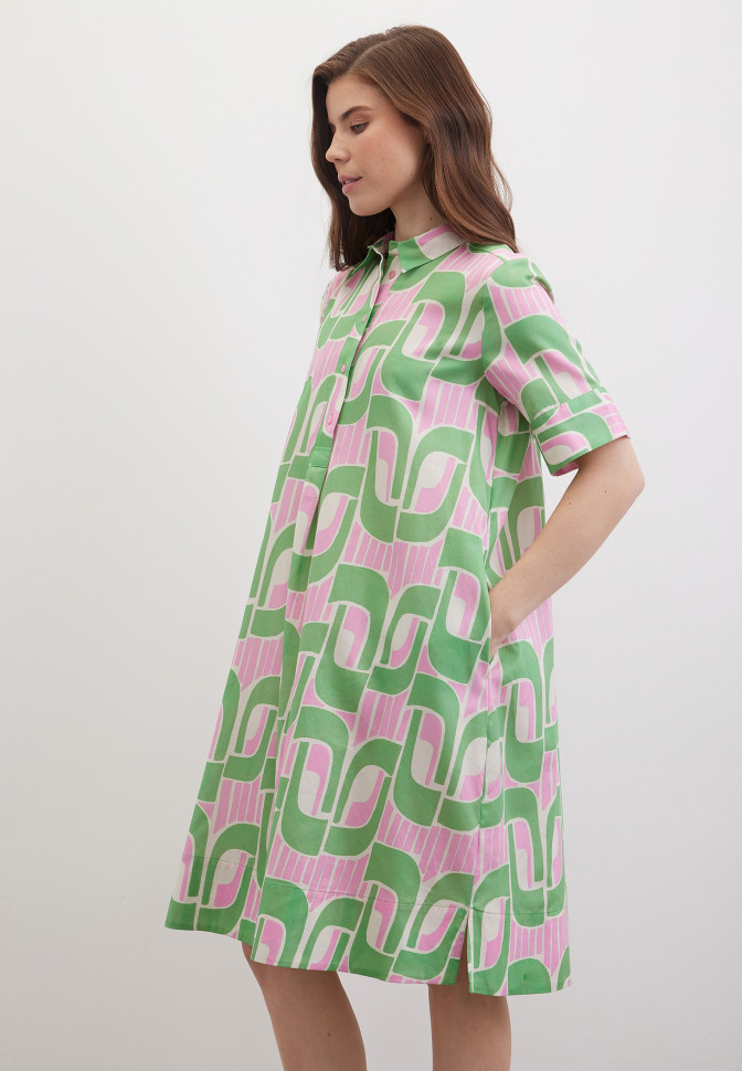 Платье-рубашка с коротким рукавом с принтом