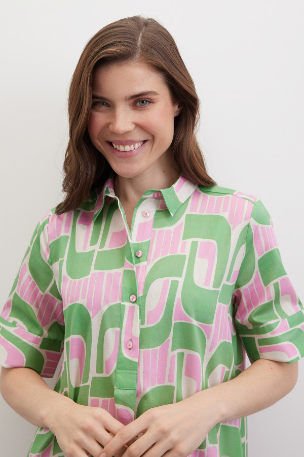 Платье-рубашка с коротким рукавом с принтом