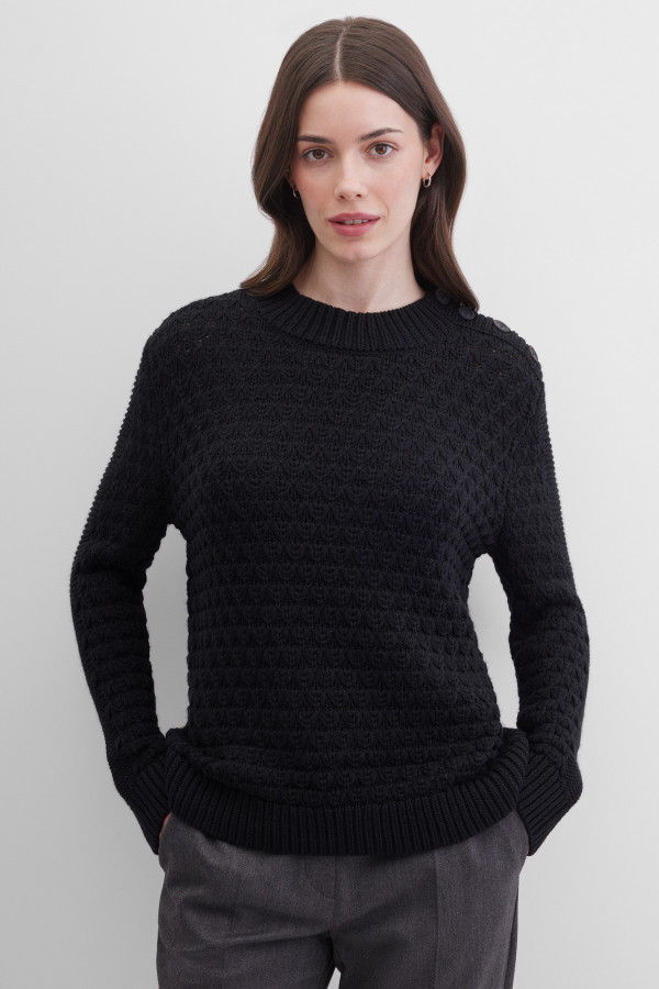 Свитер с воротником-стойкой, геометрический узор