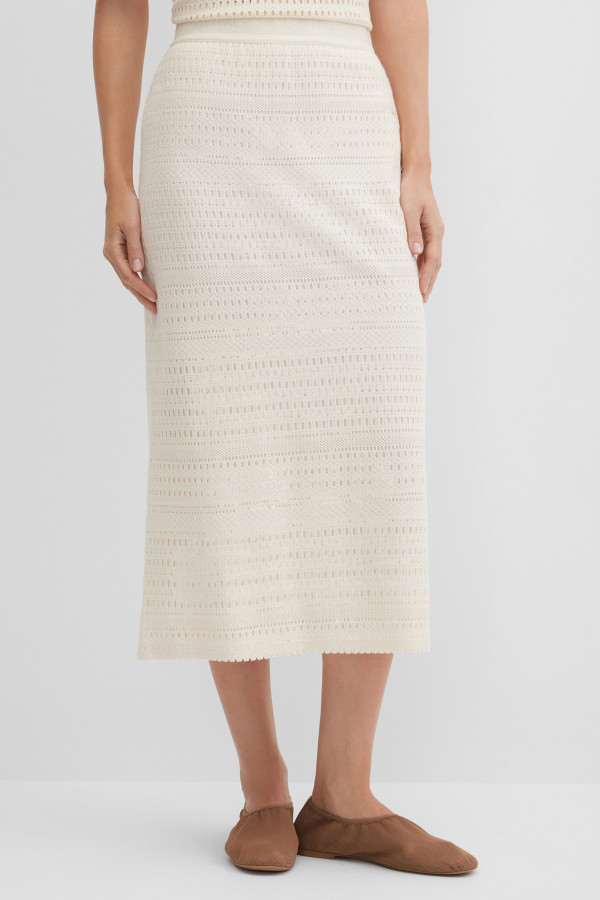 Юбка миди прямая вязаная кроше