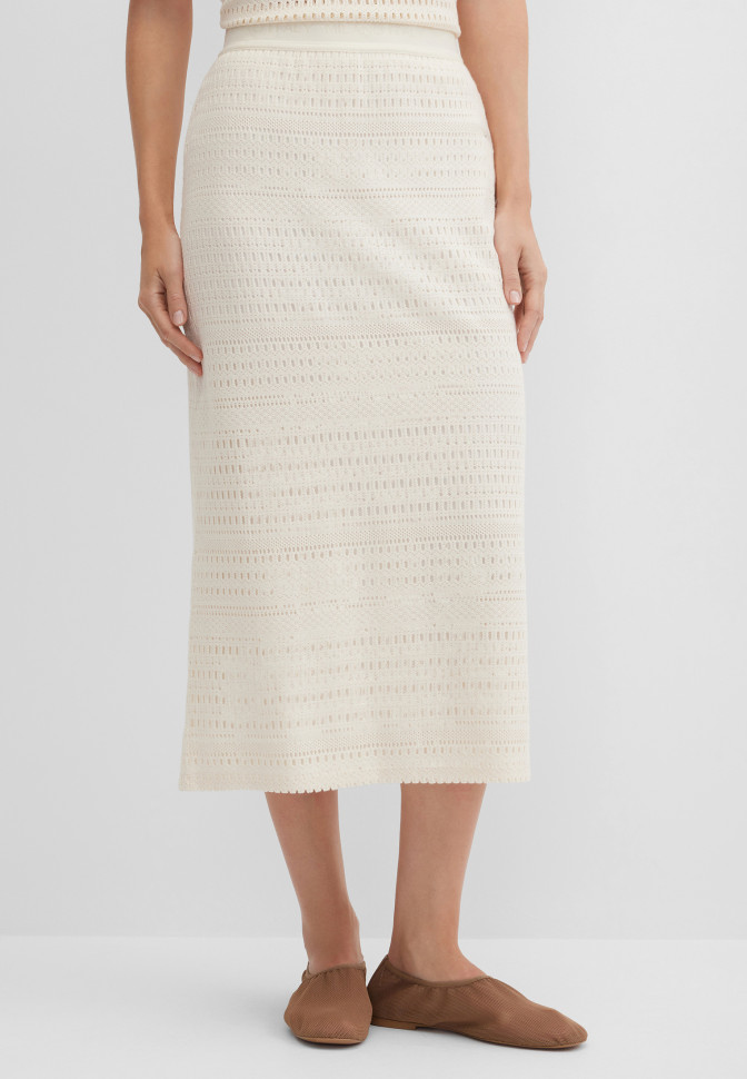 Юбка миди прямая вязаная кроше
