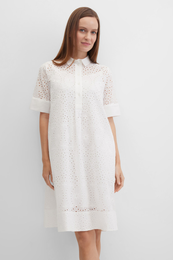 Платье-рубашка с вышивкой ришелье