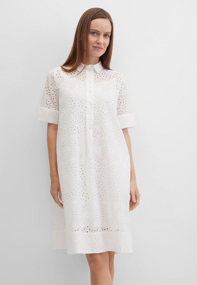 Платье-рубашка с вышивкой ришелье
