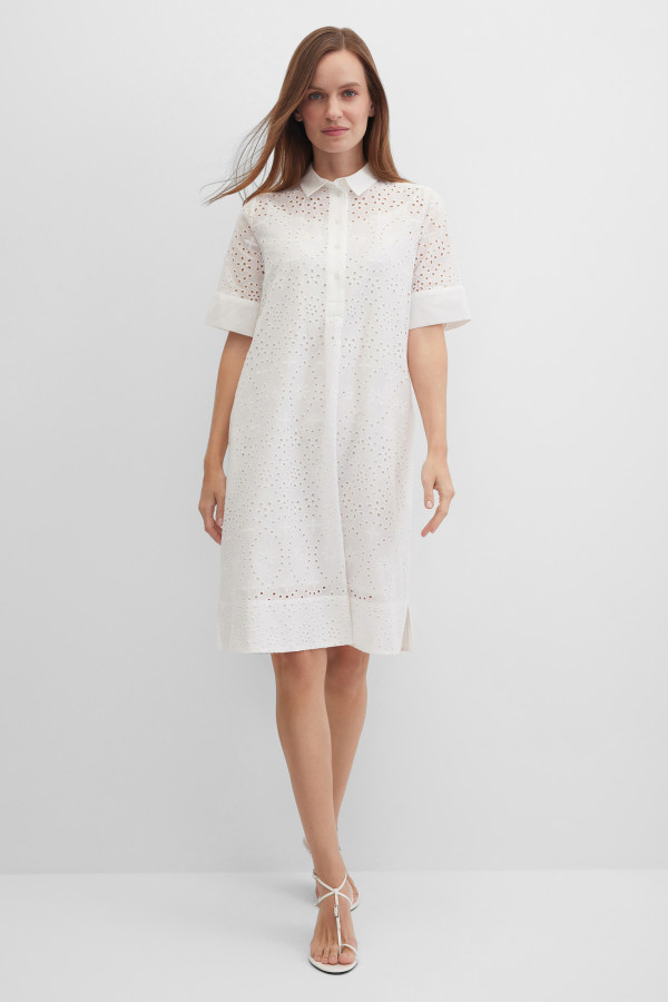 Платье-рубашка с вышивкой ришелье