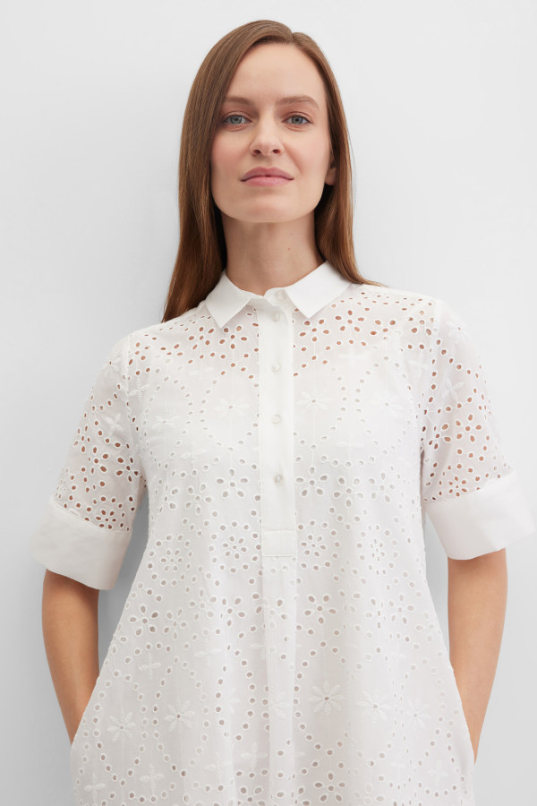 Платье-рубашка с вышивкой ришелье