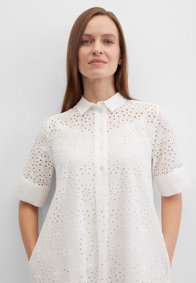 Платье-рубашка с вышивкой ришелье